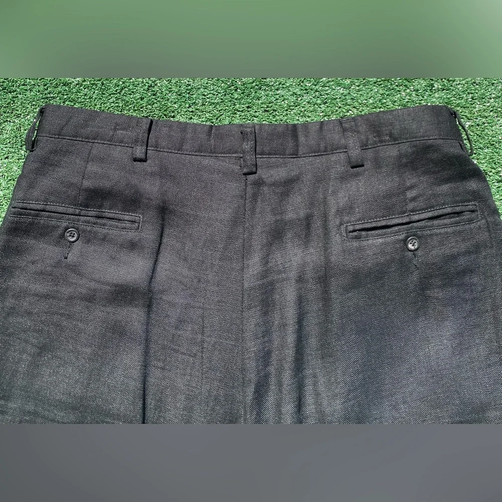 VTG 90s Polo Ralph Lauren 100% Linen Black Buttonfly Pants Mens 34 USA Made